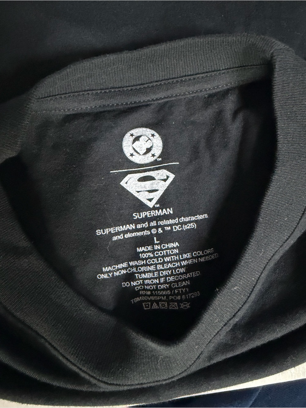 DC Man of Steel Black T-Shirt with Blue Logo - Picture 3 of 3